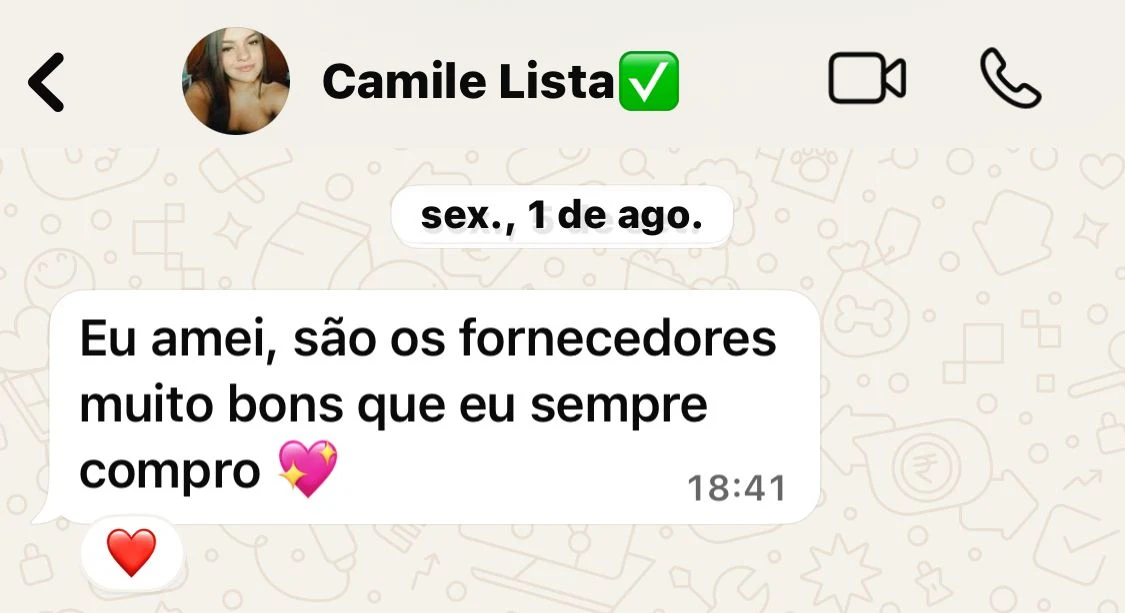 Feedback de Camile sobre suas compras