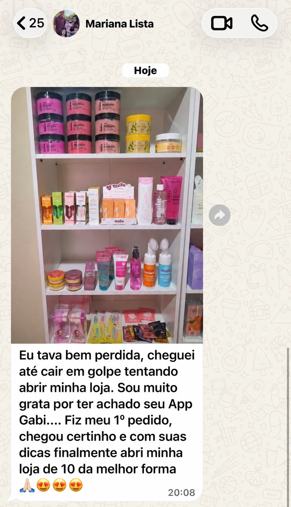 Feedback de Mariana com sua loja e primeira compra