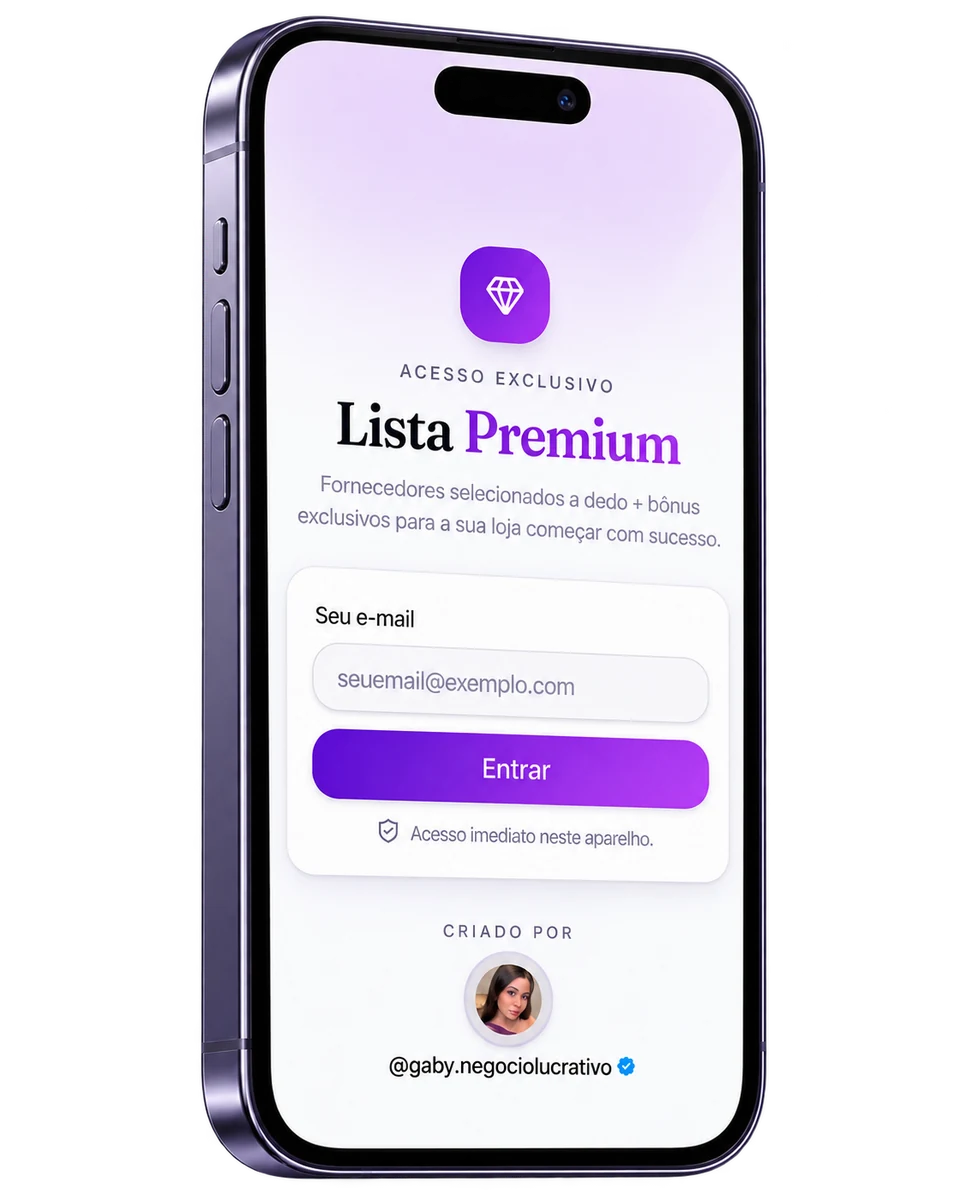 Aplicativo Lista Premium aberto no celular